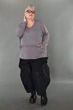 AKH Premium Bigshirt in gerader Form, aus Viskose, P1008.7130, Hellgrau, Ausgefallen, Zeitlos