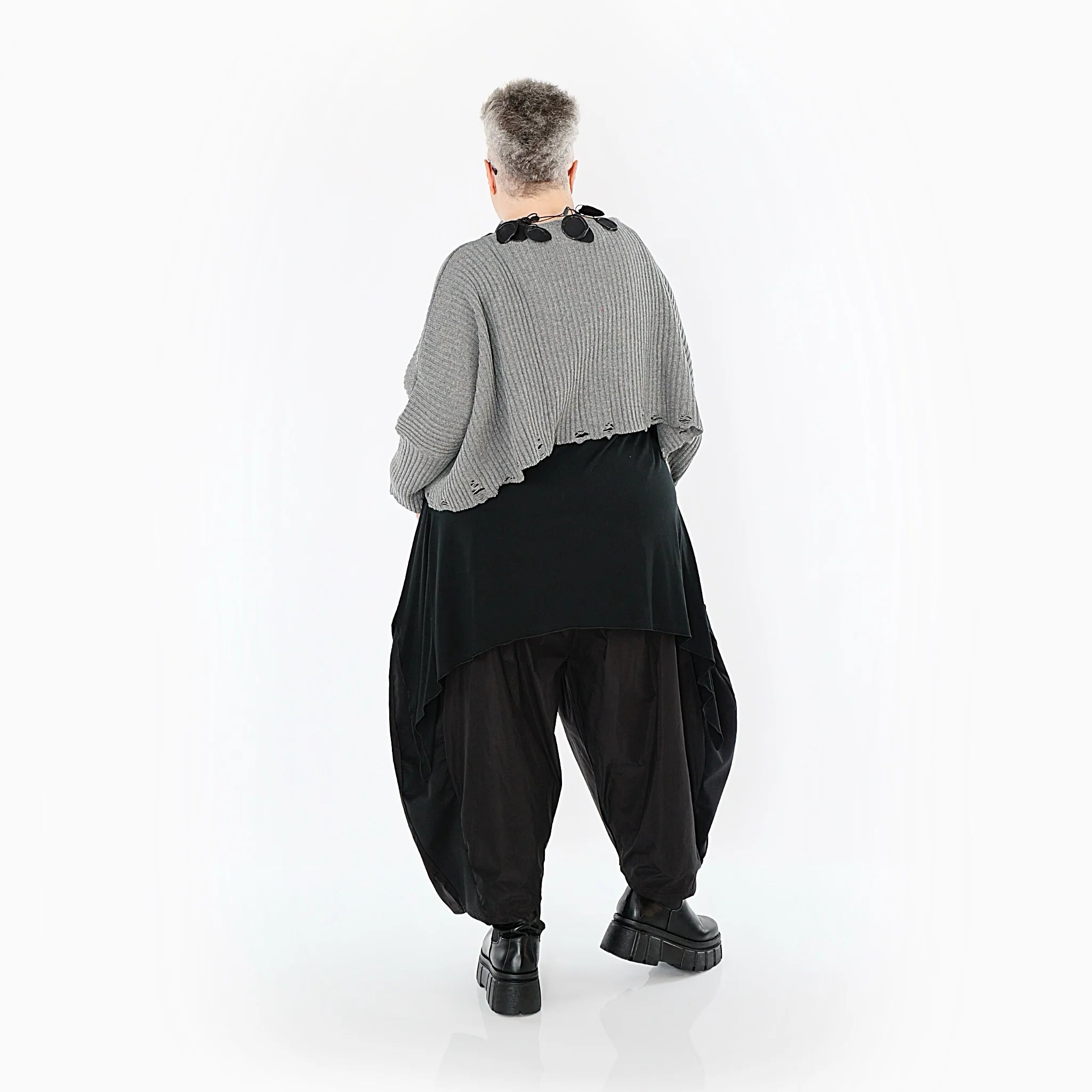  AKH Premium Überwurf in kastiger Form, aus Baumwolle, P1009.2538, Grau, Ausgefallen