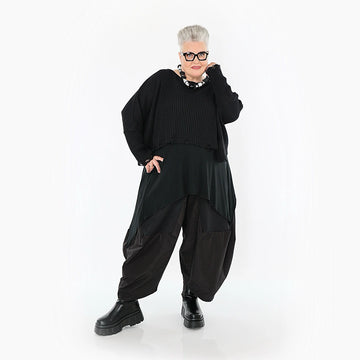  AKH Premium Überwurf in kastiger Form, aus Baumwolle, P1009.2538, Schwarz, Ausgefallen