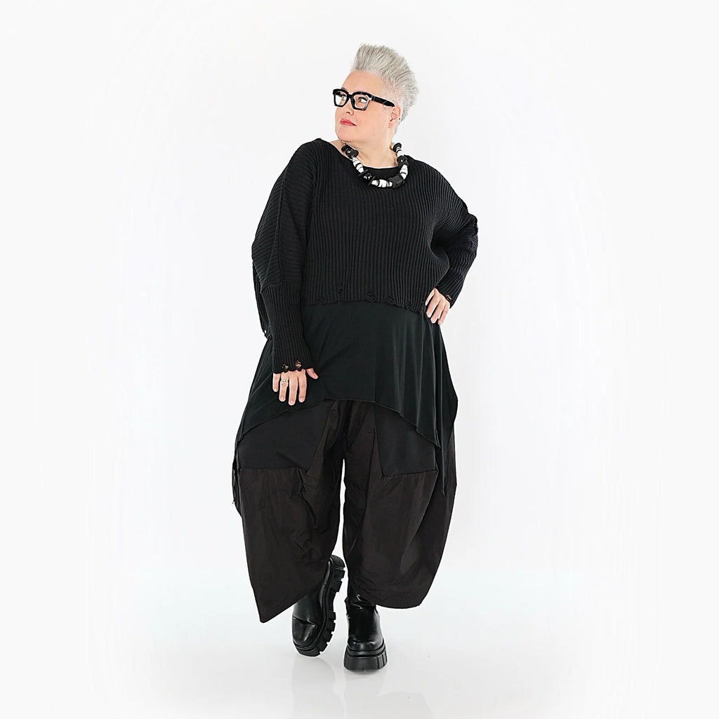  AKH Premium Überwurf in kastiger Form, aus Baumwolle, P1009.2538, Schwarz, Ausgefallen