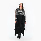  A-Form Weste von AKH Premium aus Viskose, P1011.7120, Schwarz/Weiß/Grau, Kringel, Schick