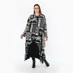  Zipfel Bluse von AKH Premium aus Viskose, P1011.7135, Weiß/Grau, Kringel, Ausgefallen