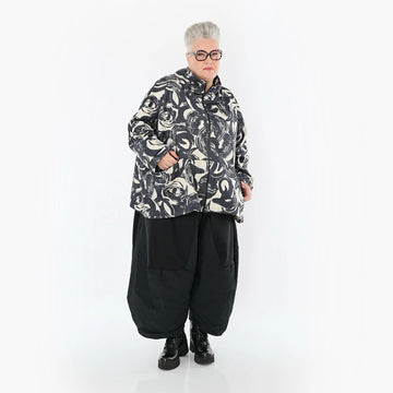  AKH Premium Jacke in kastiger Form, aus Polyester, P1016.7104, Ecru/Schwarz, Pinselstrich