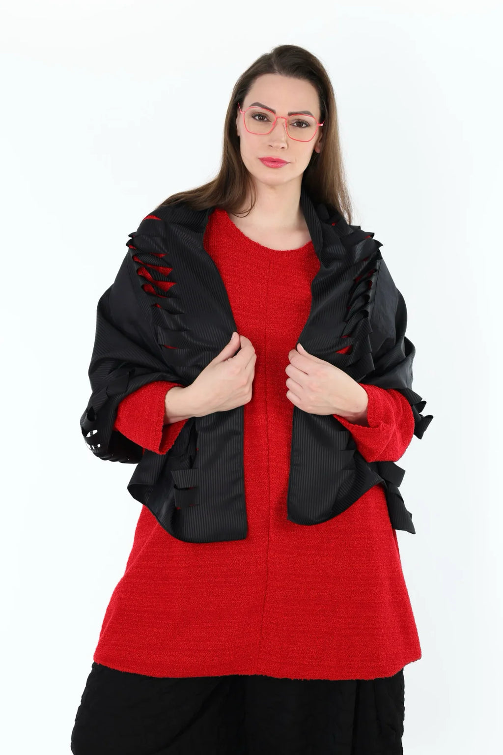  AKH Premium Schal in gerader Form, aus Viskose, P1020.0011, Schwarz, Streifen/Gerippt, Schick