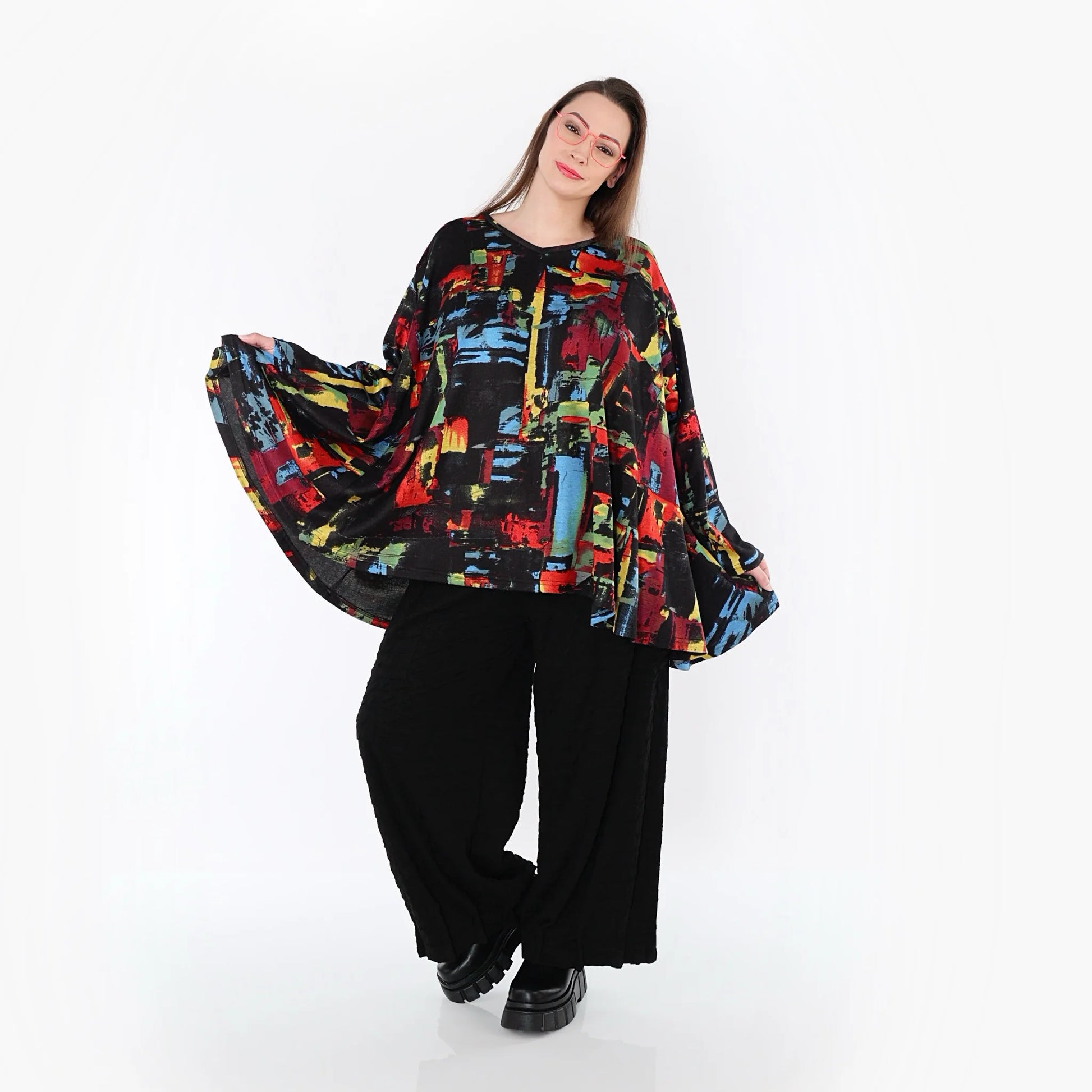  Ballonhose von AKH Premium aus Viskose, P1020.7007, Schwarz, Punkte, Ausgefallen, Zeitlos