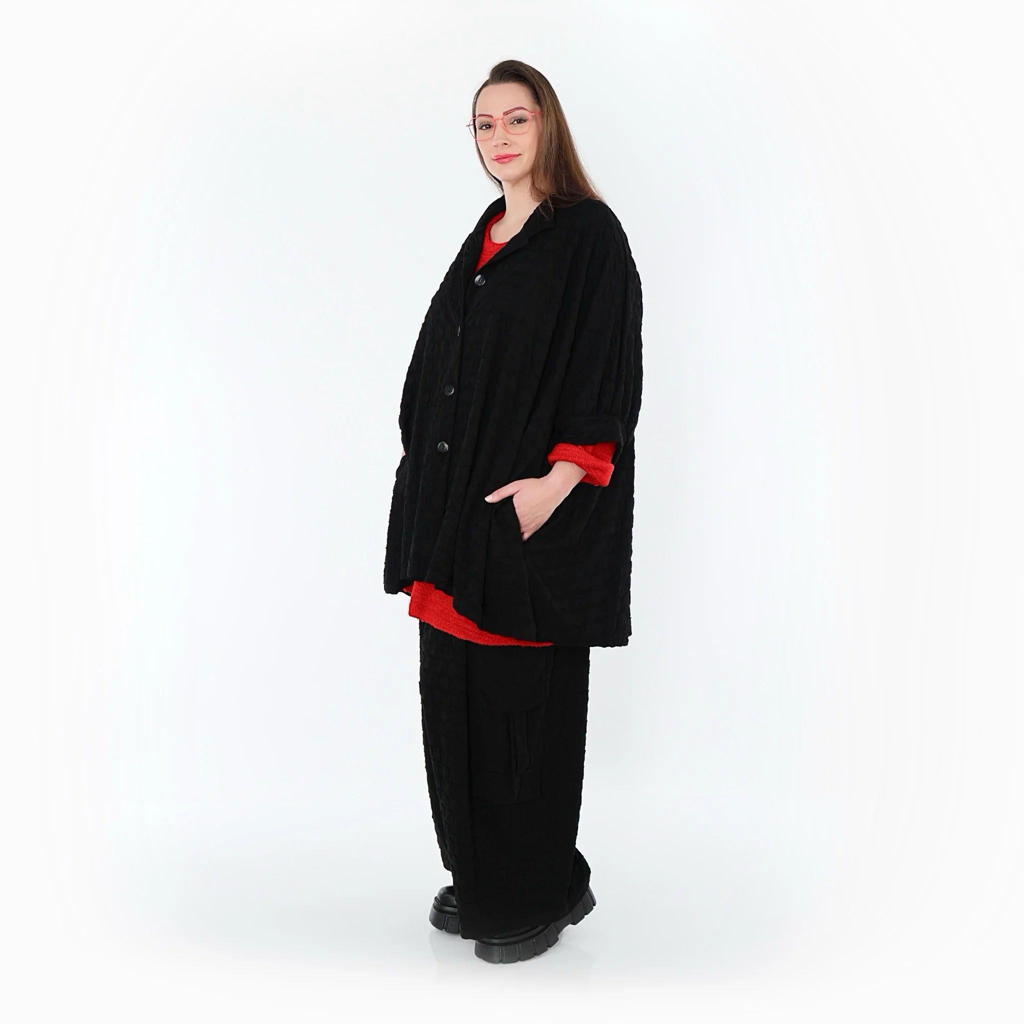  A-Form Bluse von AKH Premium aus Viskose, P1020.7116, Schwarz, Punkte, Ausgefallen, Schick