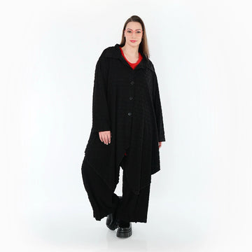  Zipfel Bluse von AKH Premium aus Viskose, P1020.7150, Schwarz, Punkte, Ausgefallen, Schick