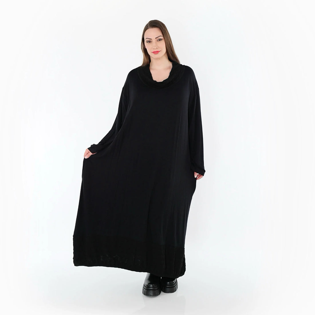  Ballonkleid von AKH Premium aus Viskose, P1020.7156, Schwarz, Punkte, Ausgefallen, Zeitlos