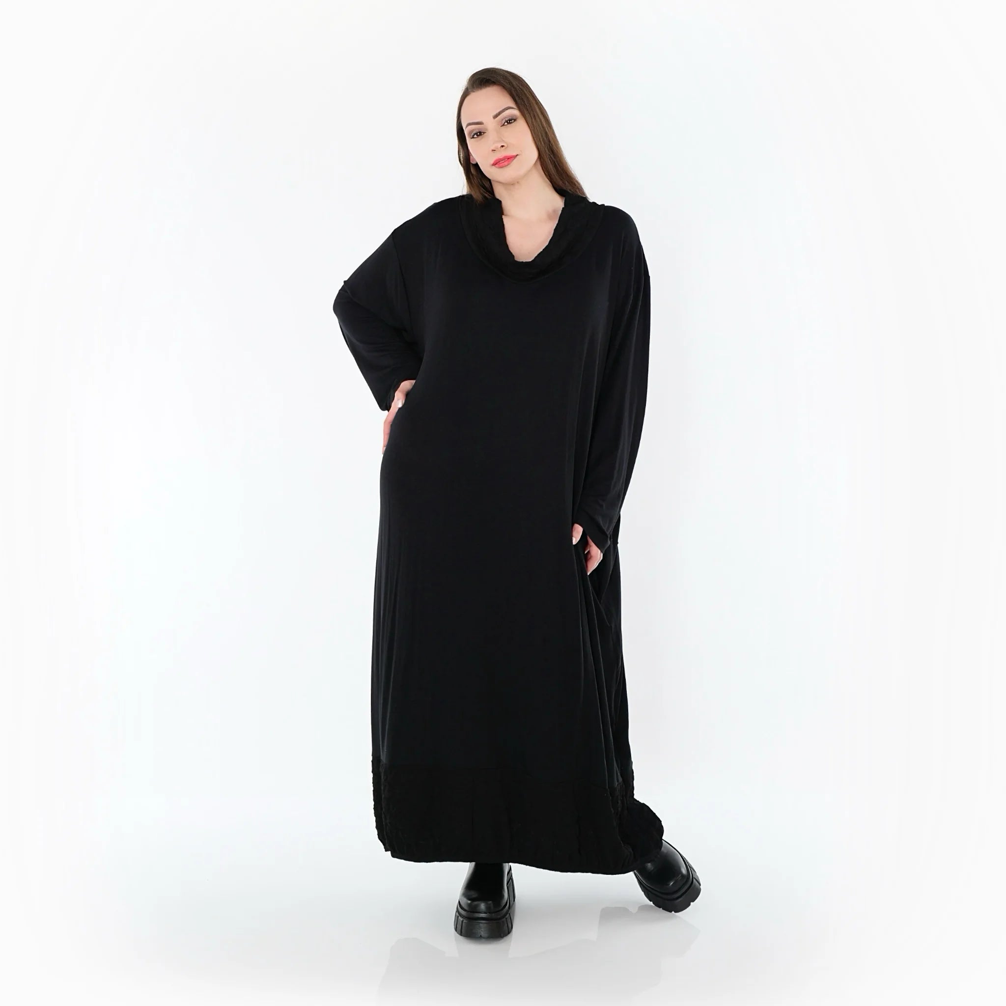 Ballonkleid von AKH Premium aus Viskose, P1020.7156, Schwarz, Punkte, Ausgefallen, Zeitlos