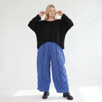 Ausgefallene Ballonhose im Lagenlook aus leichter Popeline mit Biesenmuster, luftig und leger, Royalblau