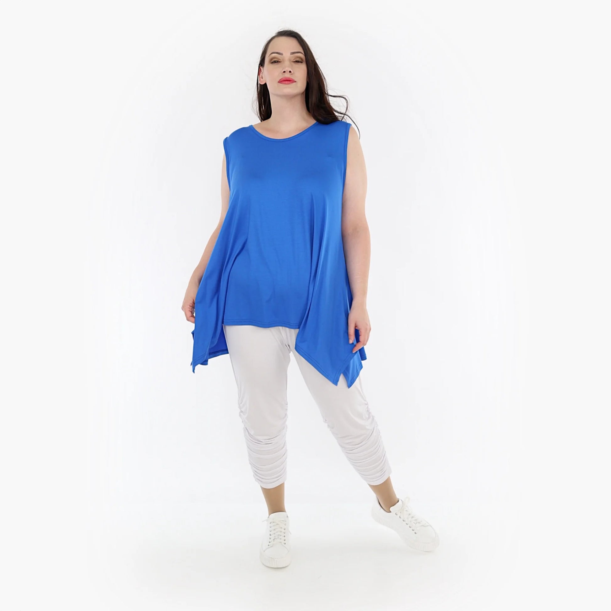  A-Form Top von AKH Fashion aus Viskose, 1233.03071, Blau, Unifarben, Ausgefallen, Modern