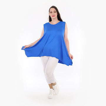  A-Form Top von AKH Fashion aus Viskose, 1233.03071, Blau, Unifarben, Ausgefallen, Modern