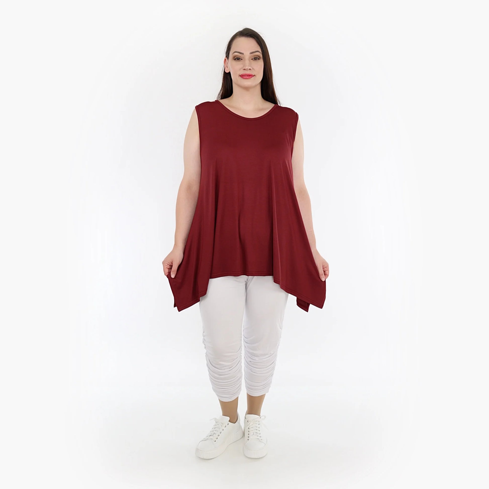  A-Form Top von AKH Fashion aus Viskose, 1233.03071, Burgundy, Unifarben, Schick, Modern