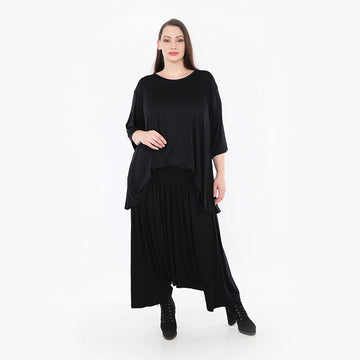  Ballonrock aus leichtem Viskose-Jersey in elegantem Schwarz für lässige Plus Size-Mode