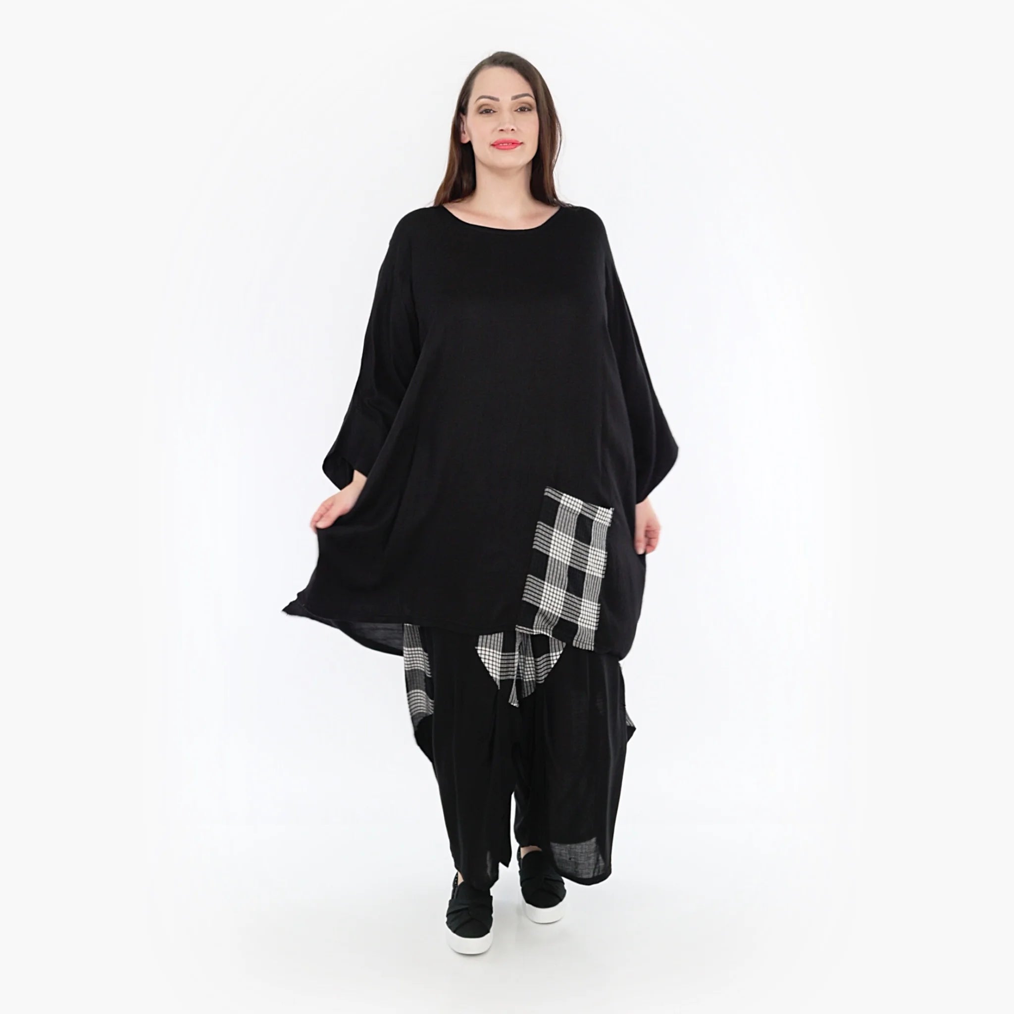 AKH Fashion Bigshirt in kastiger Form, aus Viskose, 1269.06925, Schwarz, Schick, Modern