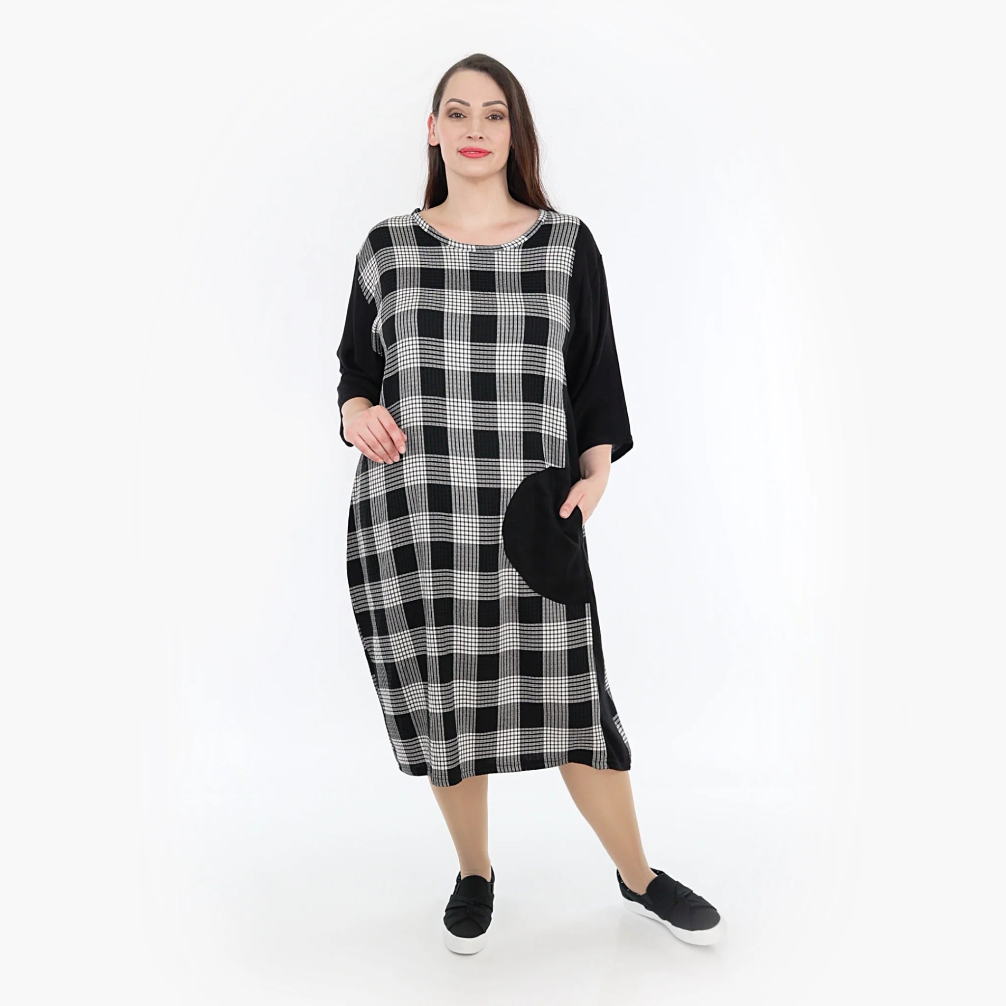  Ballonkleid von AKH Fashion aus Viskose, 1269.06943, Grau-Weiß-Schwarz, Schick, Modern