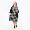  Ballonkleid von AKH Fashion aus Viskose, 1269.06943, Grau-Weiß-Schwarz, Schick, Modern