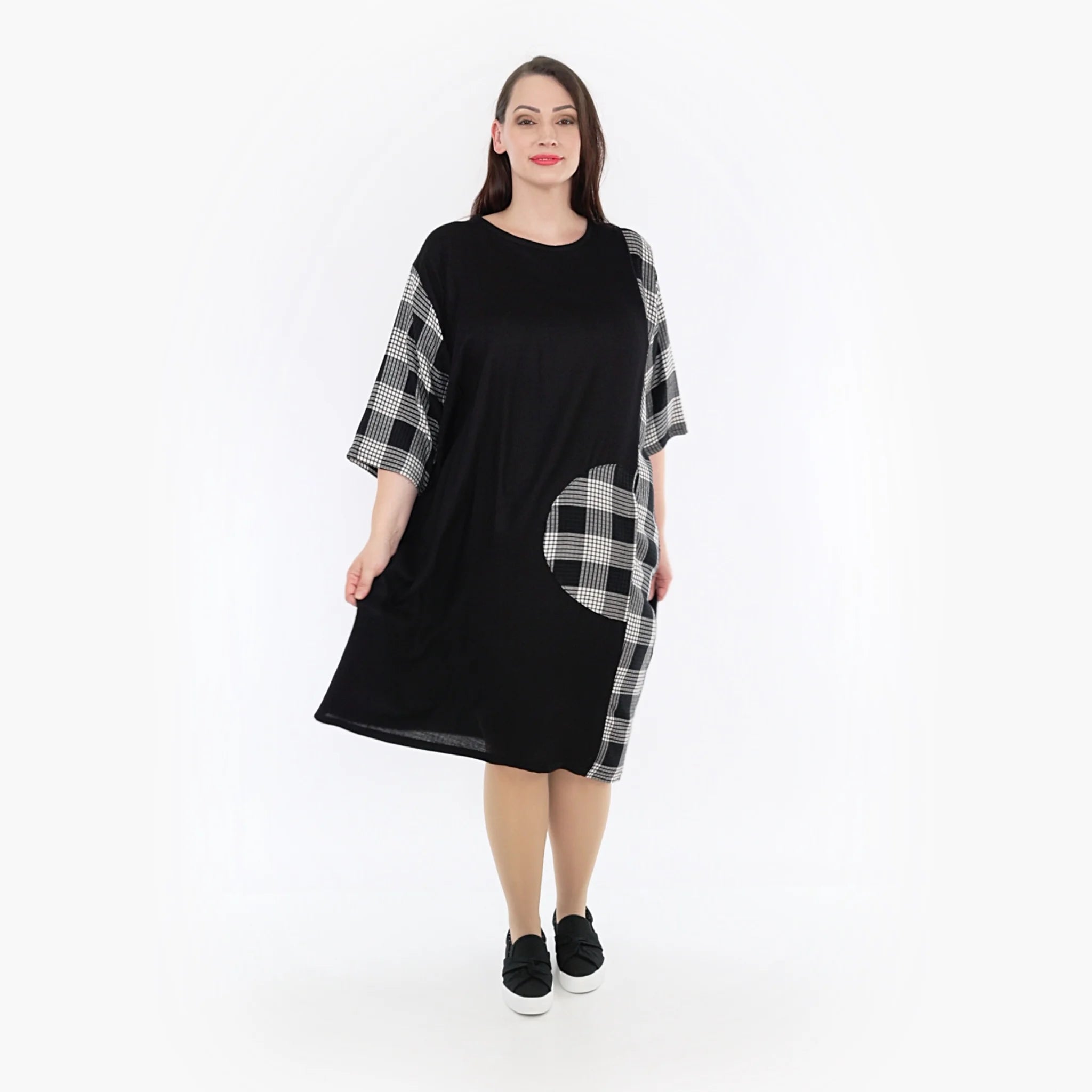  Ballonkleid von AKH Fashion aus Viskose, 1269.06943, Schwarz-Grau-Weiß, Schick, Modern