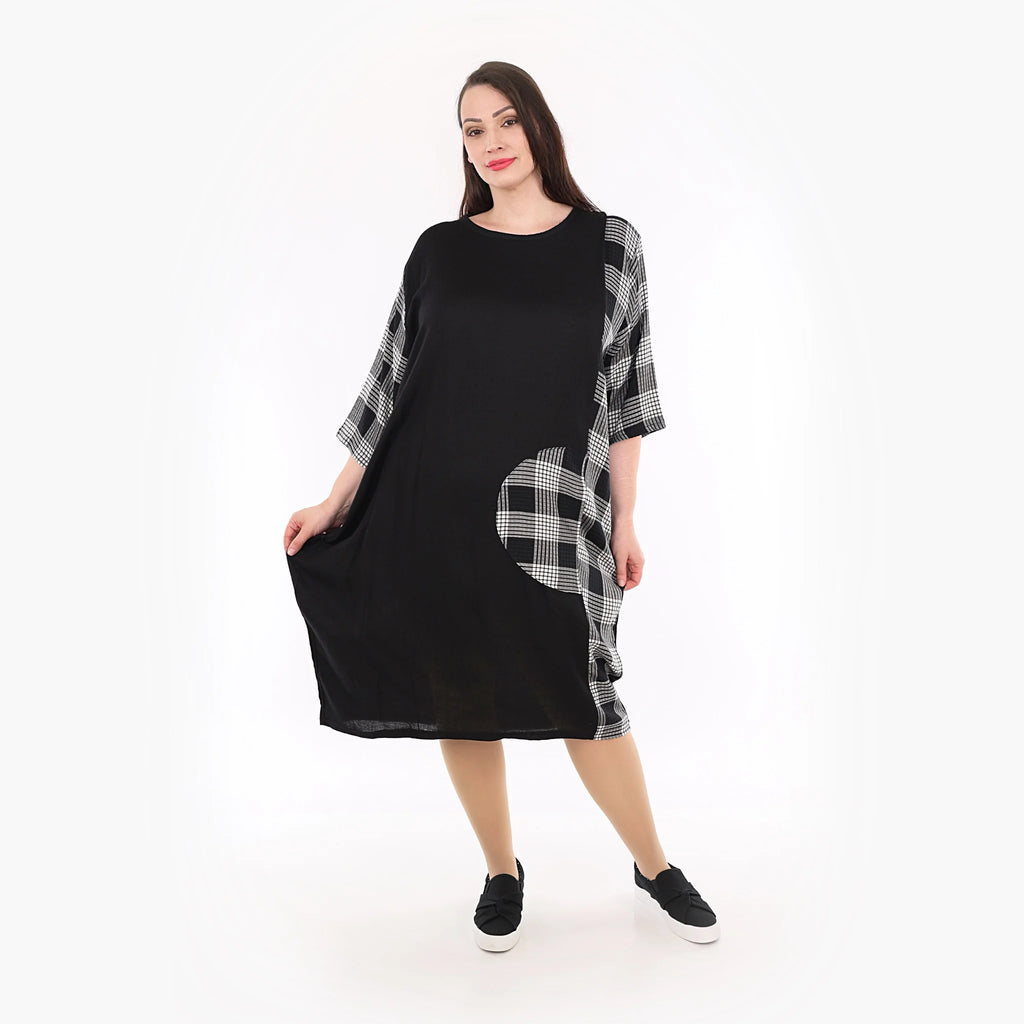  Ballonkleid von AKH Fashion aus Viskose, 1269.06943, Schwarz-Grau-Weiß, Schick, Modern