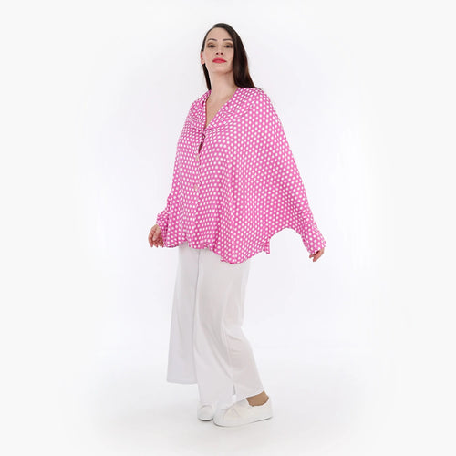  AKH Fashion Jacke in gerundeter Form, aus Viskose, 1273.00140, Pink-Weiß, Schick, Modern