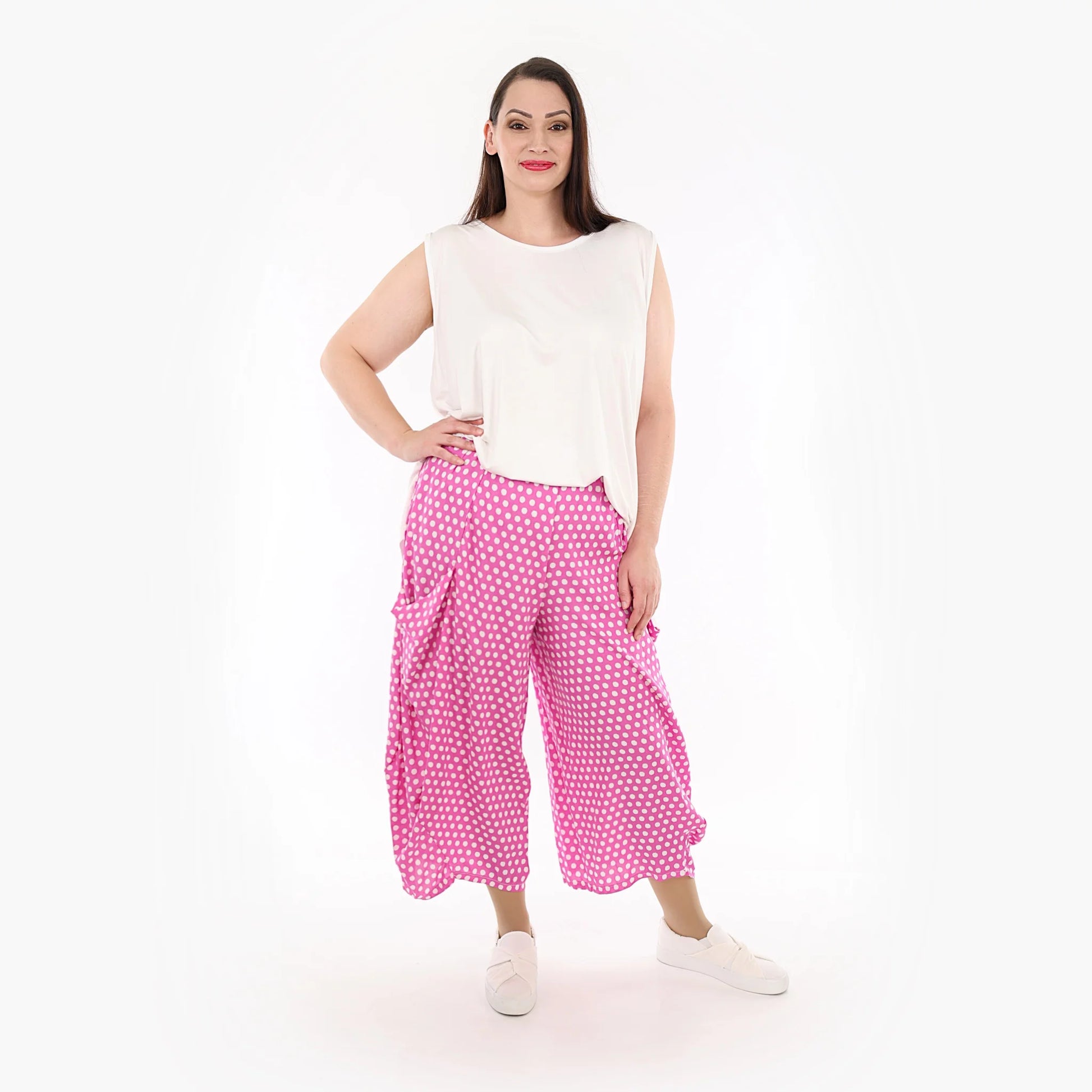  Ballonhose von AKH Fashion aus Viskose, 1273.08069, Pink-Weiß, Unifarben, Schick, Modern