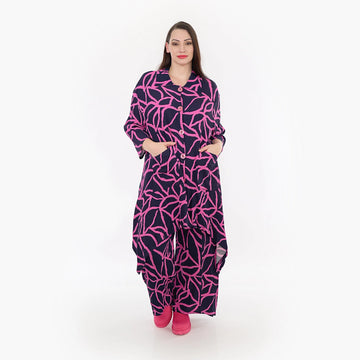  A-Form Jacke von AKH Fashion aus Viskose, 1317.06935, Marine-Fuchsia, Grafik, Ausgefallen