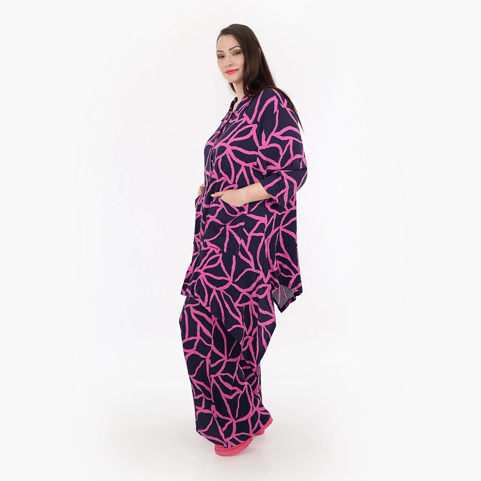  A-Form Jacke von AKH Fashion aus Viskose, 1317.06935, Marine-Fuchsia, Grafik, Schick