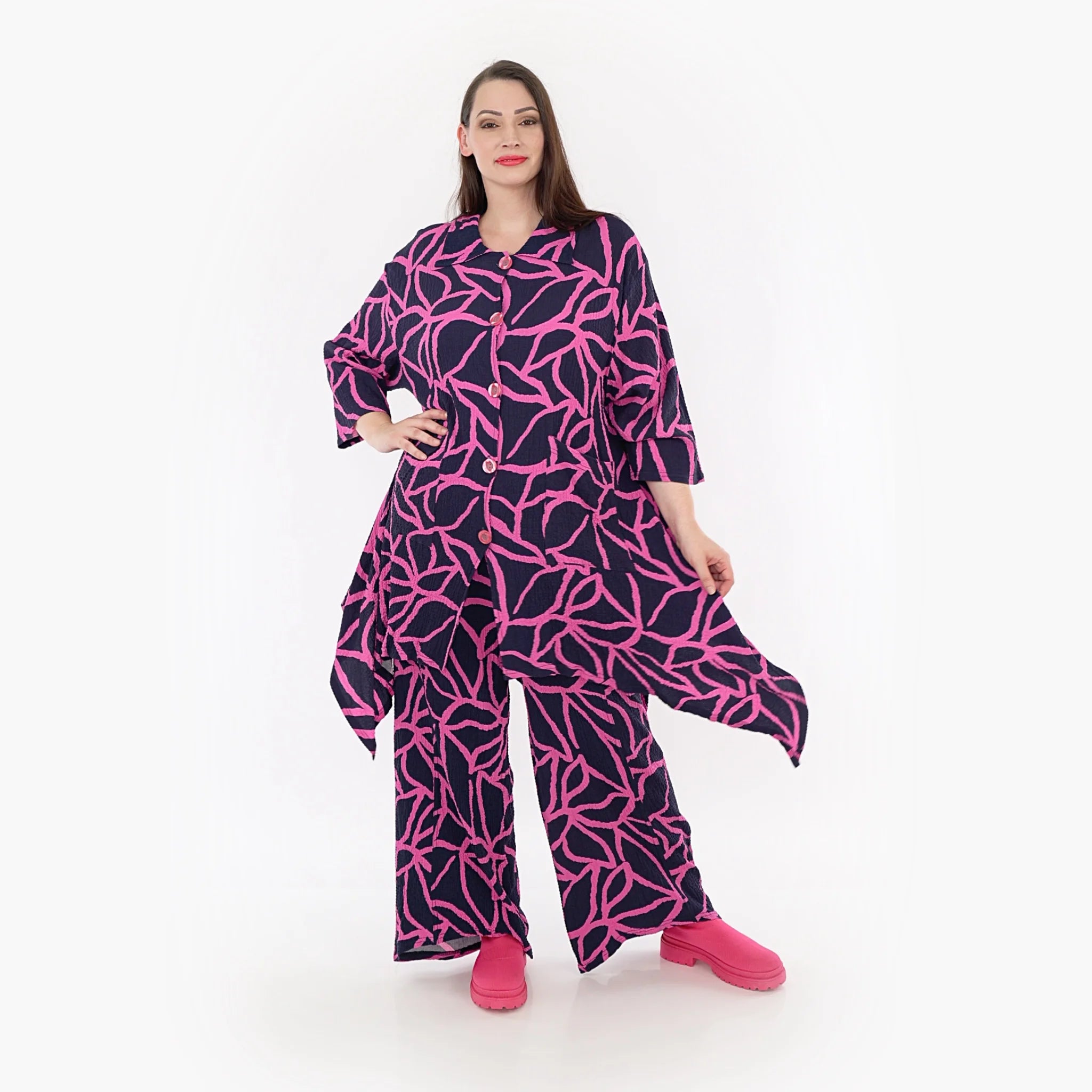  A-Form Jacke von AKH Fashion aus Viskose, 1317.06935, Marine-Fuchsia, Grafik, Schick