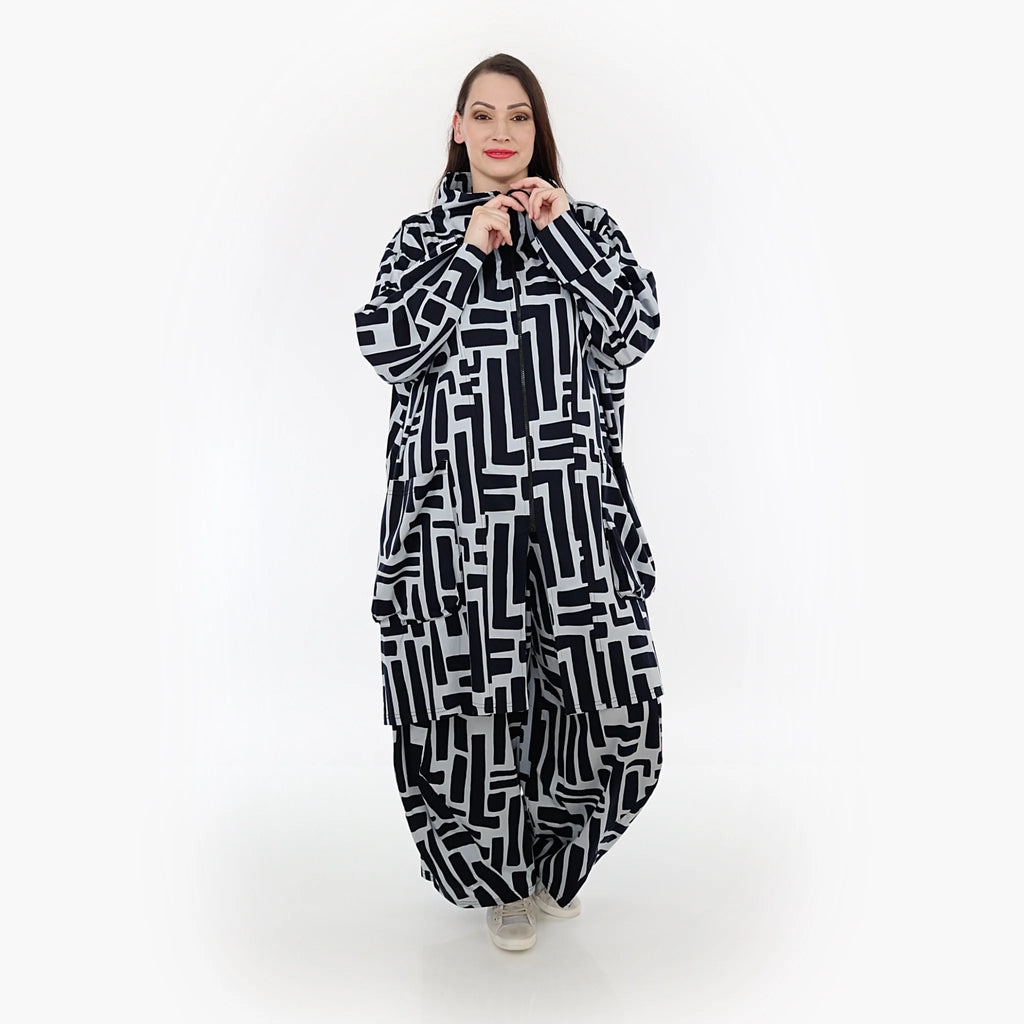 AKH Fashion Mantel in Vokuhila-Form, aus Viskose, 1318.02276, Marine-Hellblau, Schick