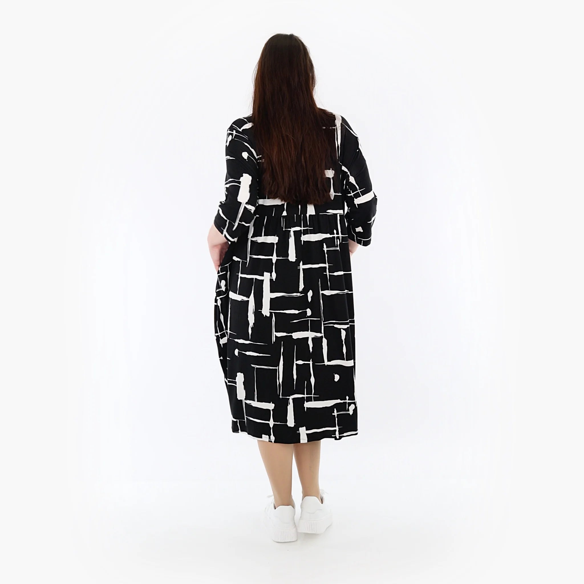  Ballonkleid von AKH Fashion aus Viskose, 1320.06698, Schwarz-Weiß, Schick, Modern, Bequem