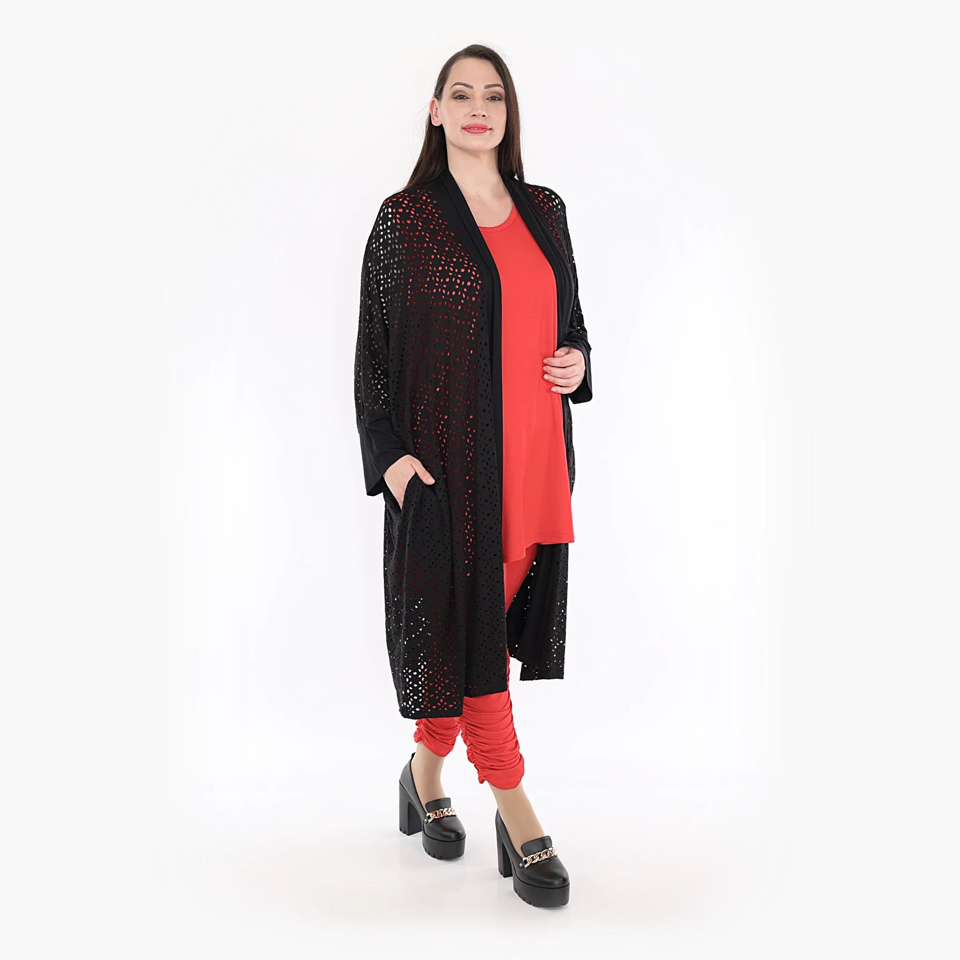  Jacke von AKH Fashion aus Viskose in gerader Form, 1322.06930, Schwarz, Unifarben, Schick