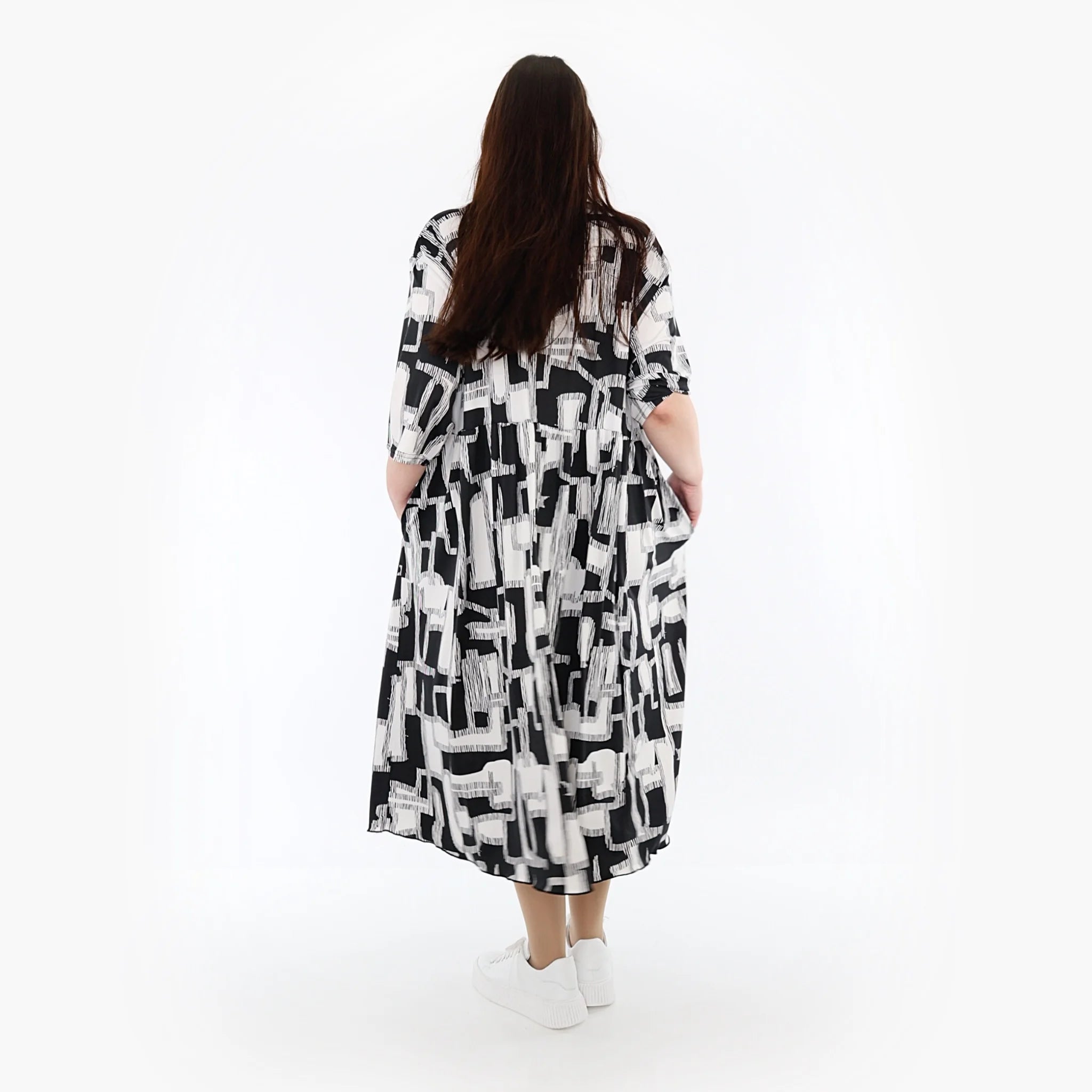  Ballonkleid von AKH Fashion aus Viskose, 1323.06948, Schwarz-Weiß, Schick, Modern, Bequem
