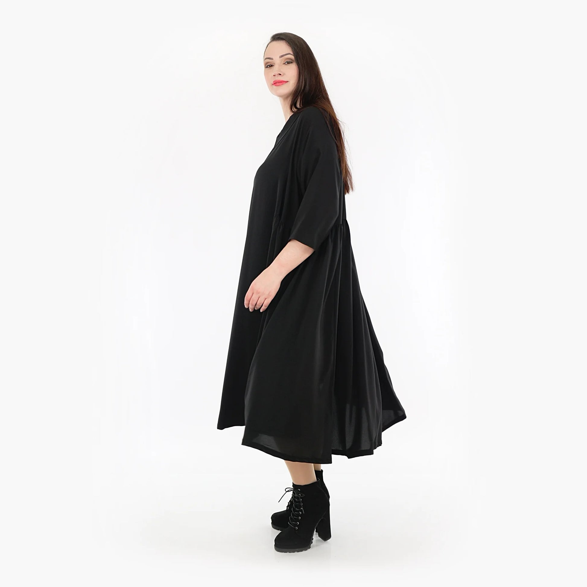  A-Form Kleid von AKH Fashion aus Viskose, 1325.06958, Schwarz, Unifarben, Schick, Modern