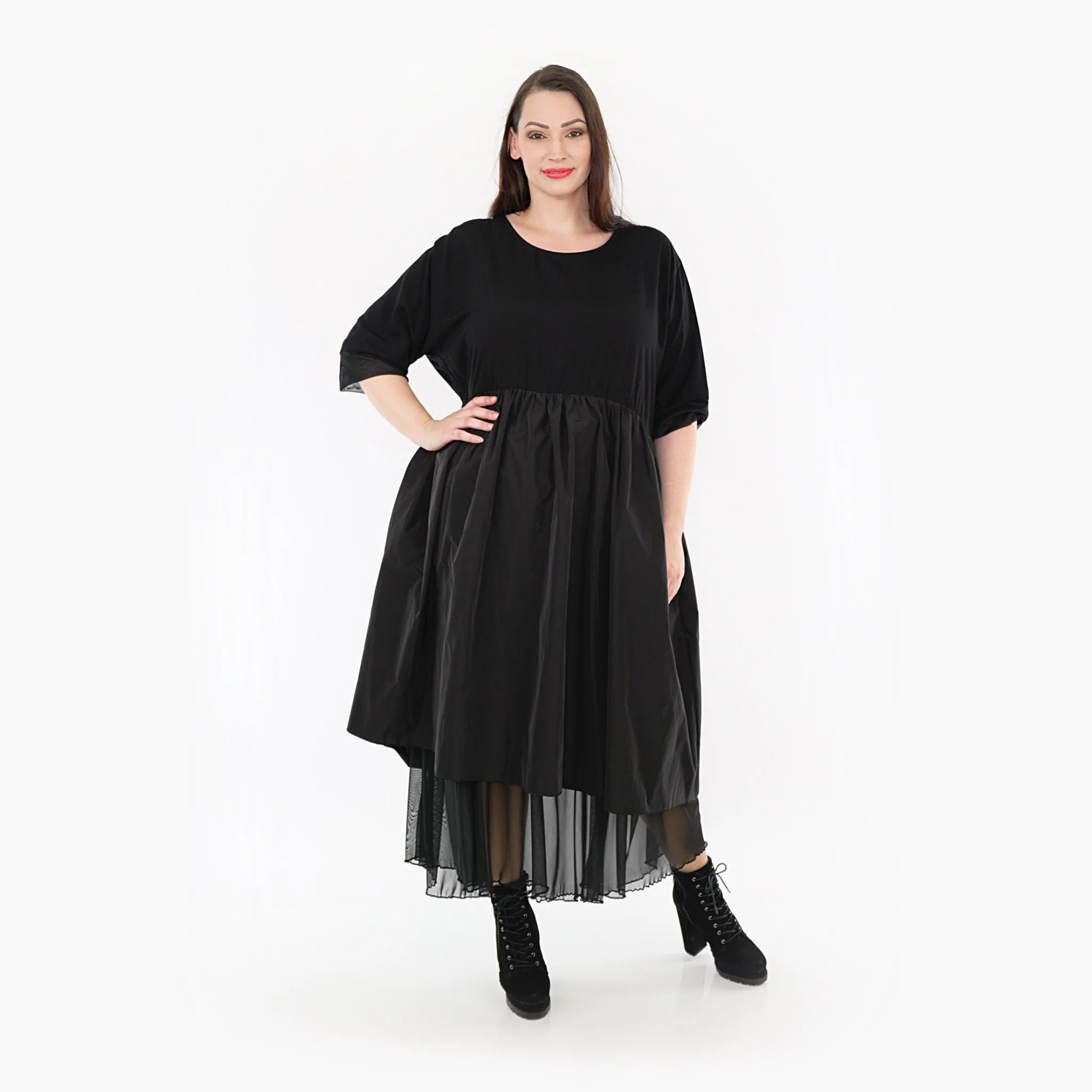  Ballonkleid von AKH Fashion aus Baumwolle, 1326.06967, Schwarz, Schick, Modern, Bequem