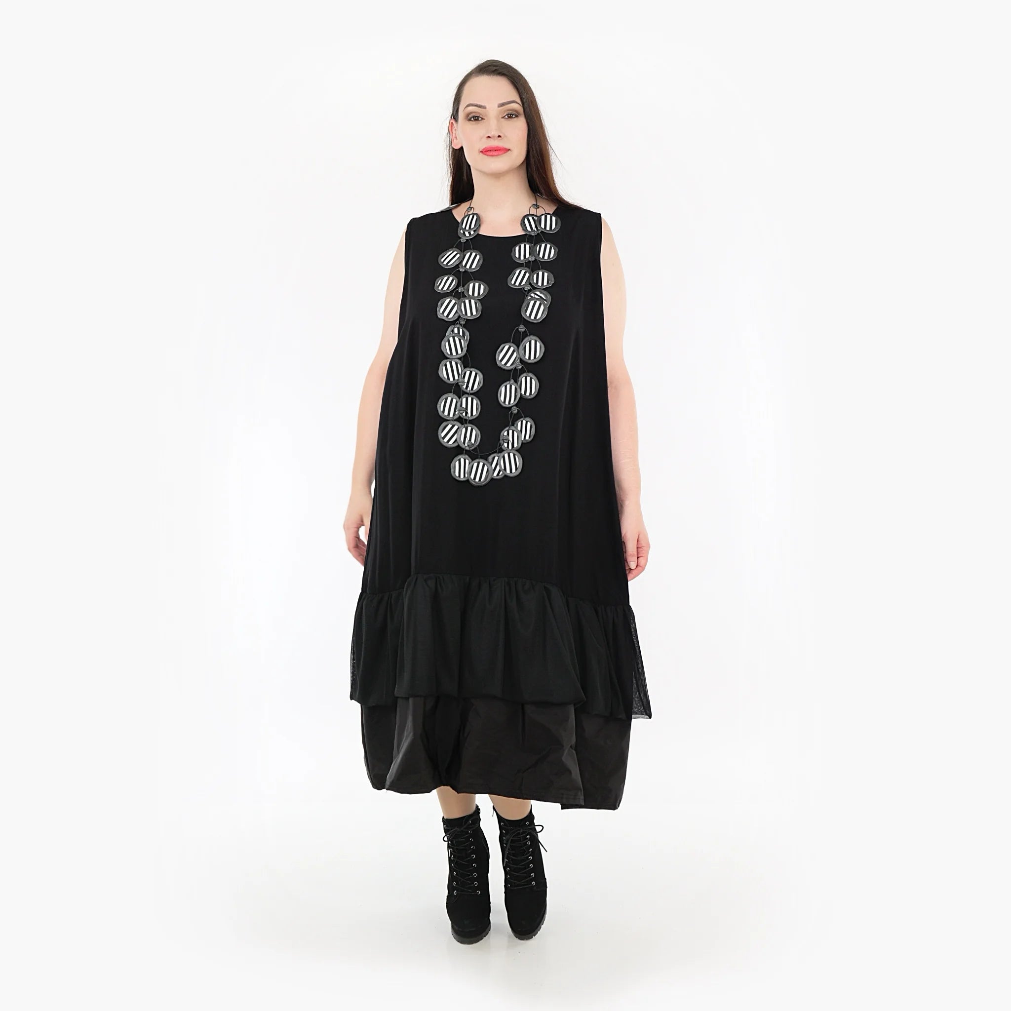  AKH Fashion Tunika in gerundeter Form, aus Baumwolle, 1326.06968, Schwarz, Schick, Modern