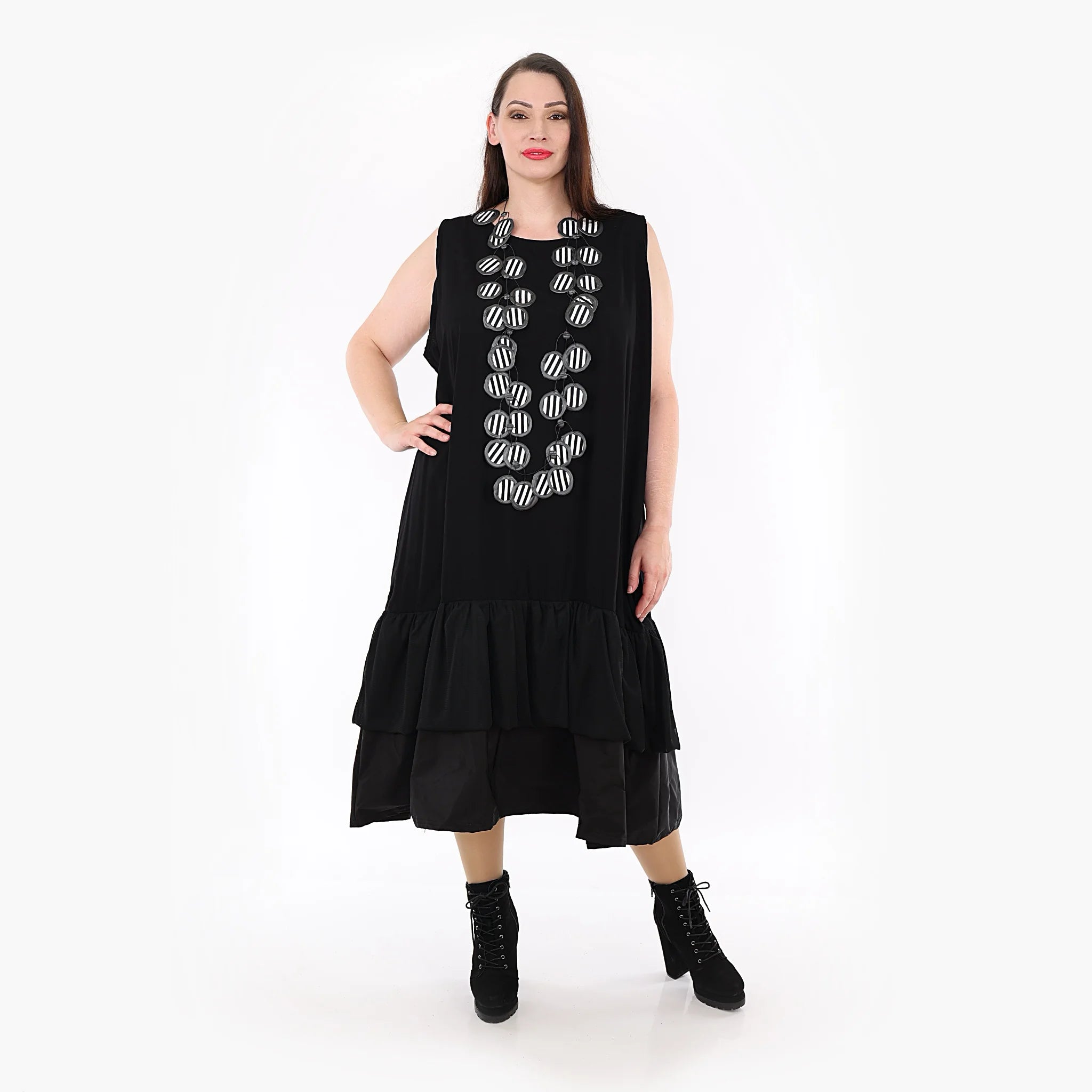  AKH Fashion Tunika in gerundeter Form, aus Baumwolle, 1326.06968, Schwarz, Schick, Modern