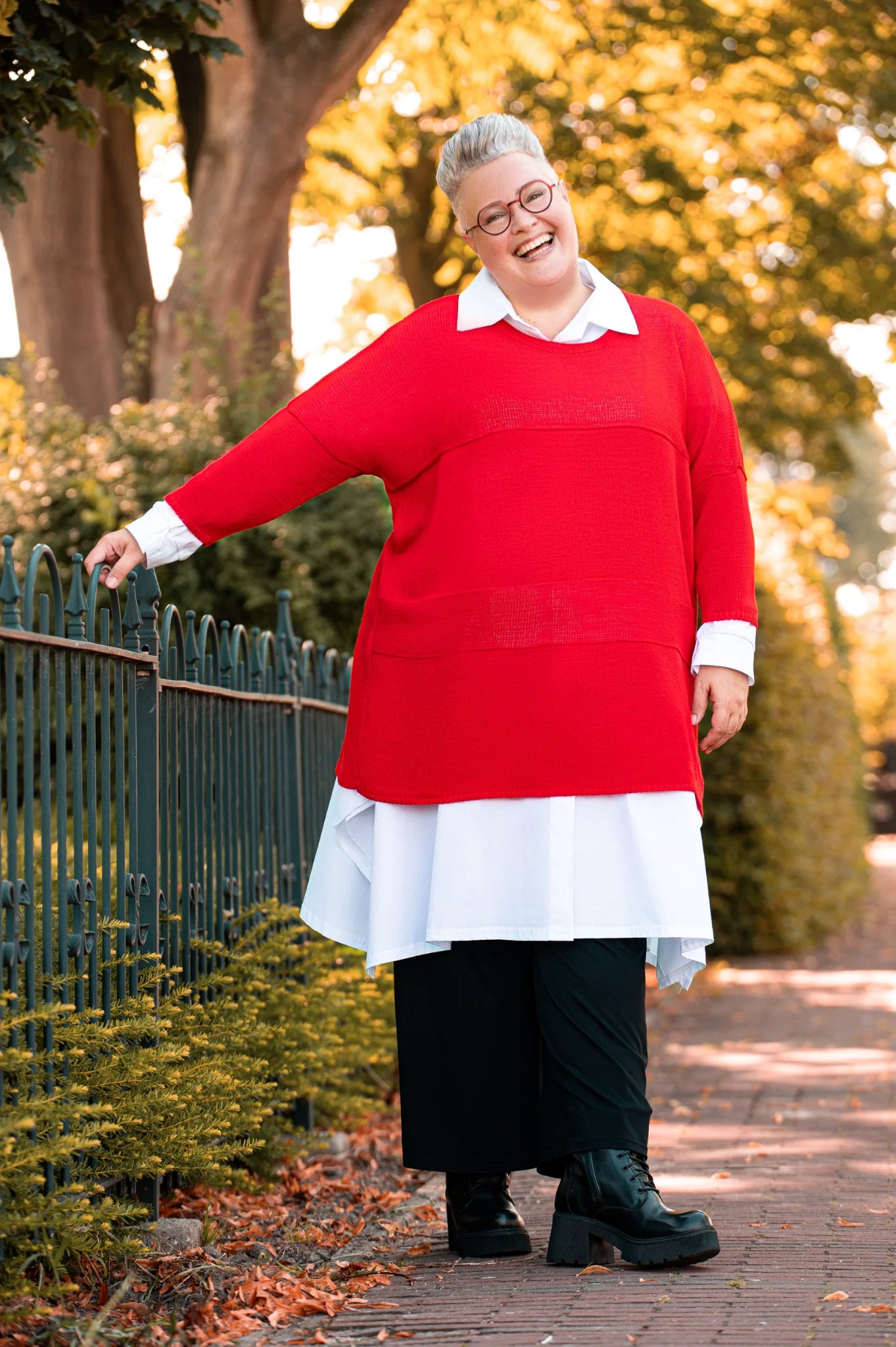  AKH Fashion Bigshirt in kastiger Form, aus Baumwolle, 1338.02417, Rot, Schick, Modern, Bequem