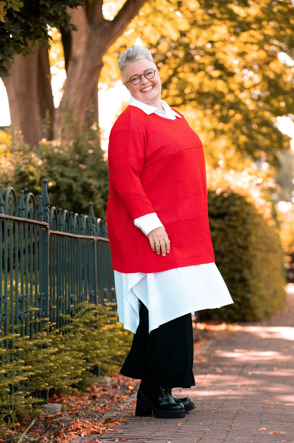  AKH Fashion Bigshirt in kastiger Form, aus Baumwolle, 1338.02417, Rot, Schick, Modern, Bequem