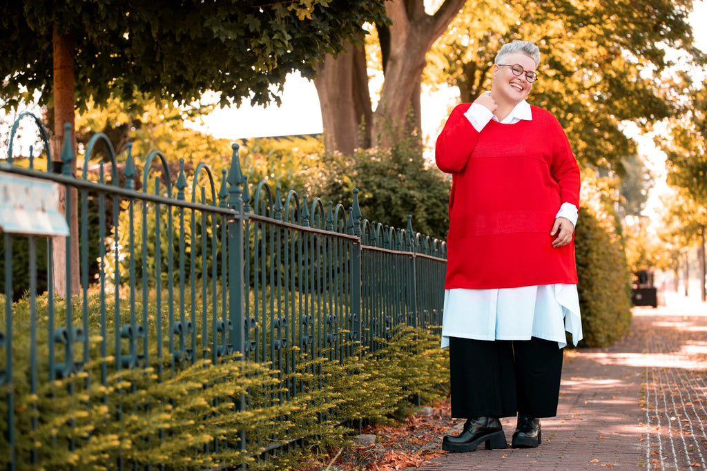  AKH Fashion Bigshirt in kastiger Form, aus Baumwolle, 1338.02417, Rot, Schick, Modern, Bequem