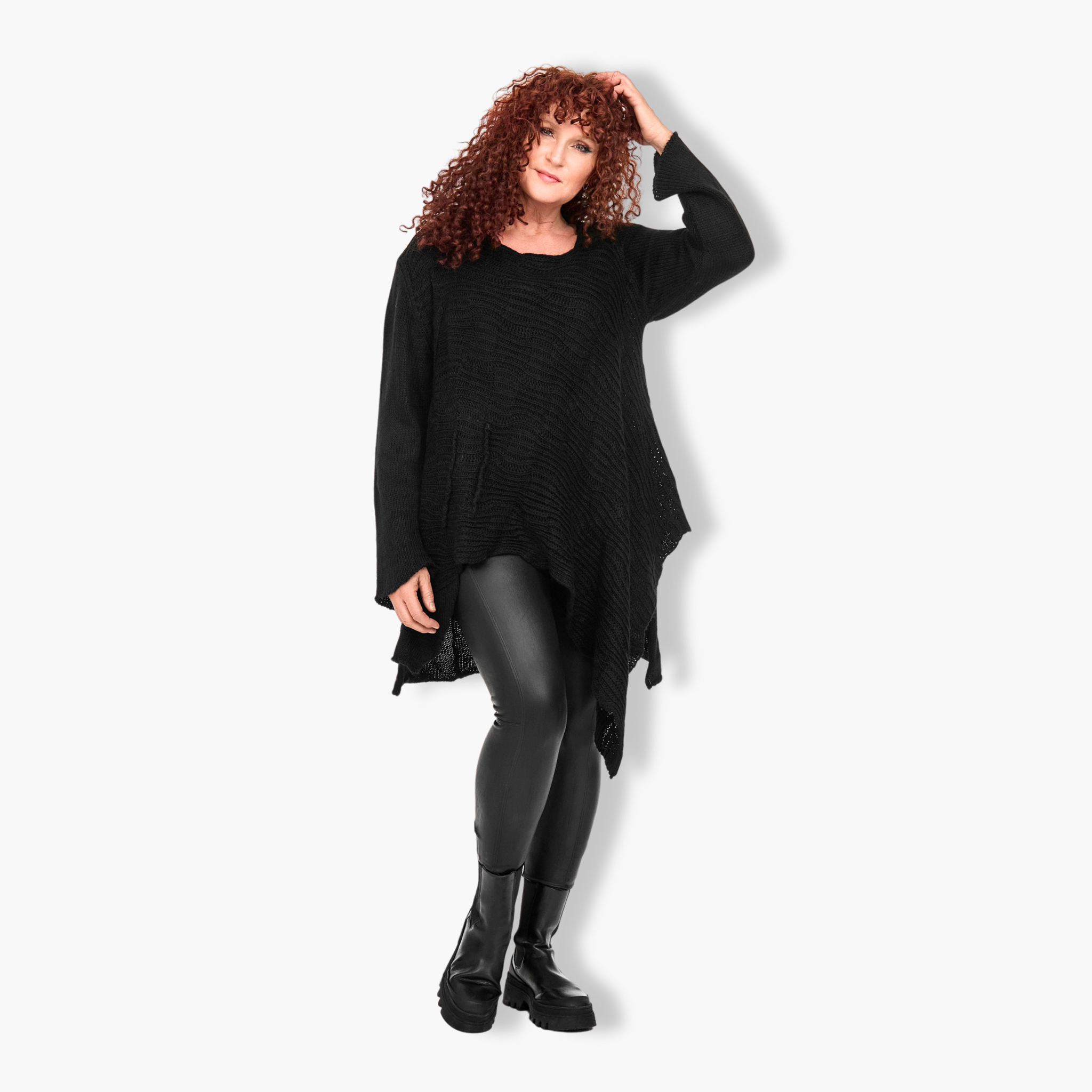  Stilvoller Oversize-A-Form Pullover in elegantem Schwarz für trendige Looks in großen Größen