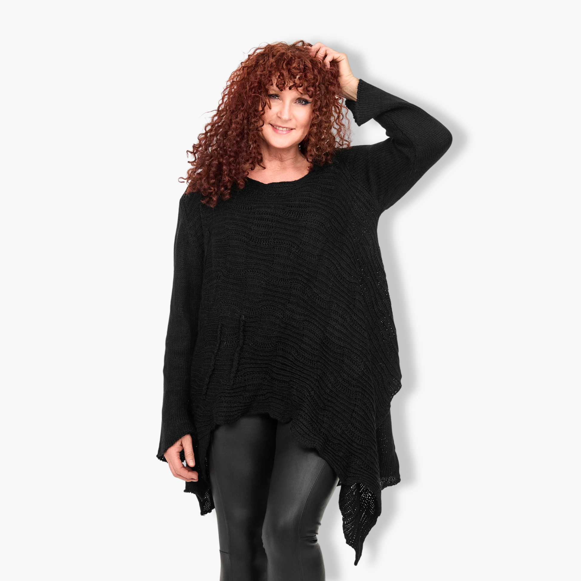  Stilvoller Oversize-A-Form Pullover in elegantem Schwarz für trendige Looks in großen Größen