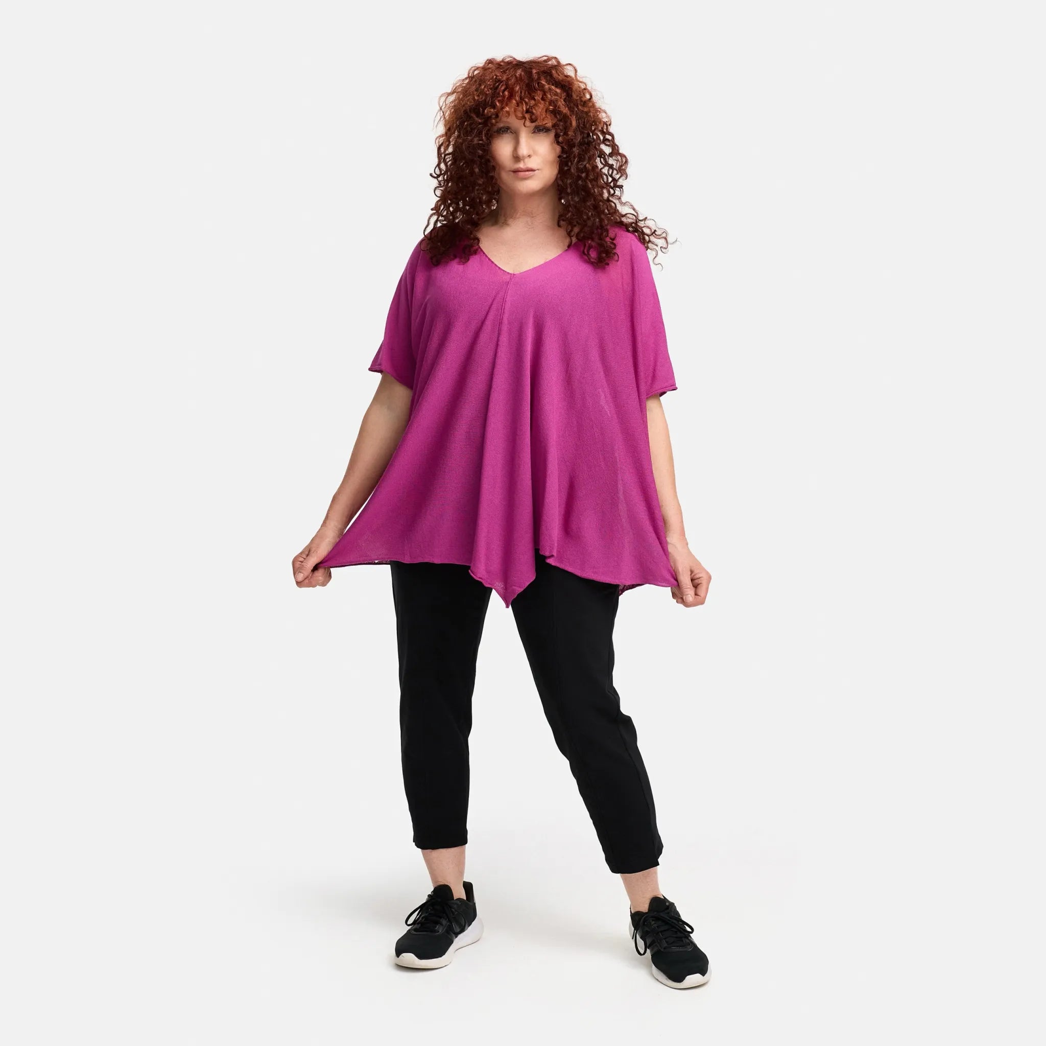  A-Form Pullover von Amandine aus Viskose, A2804, Fuchsia, Schick, Modern, Bequem, Schick