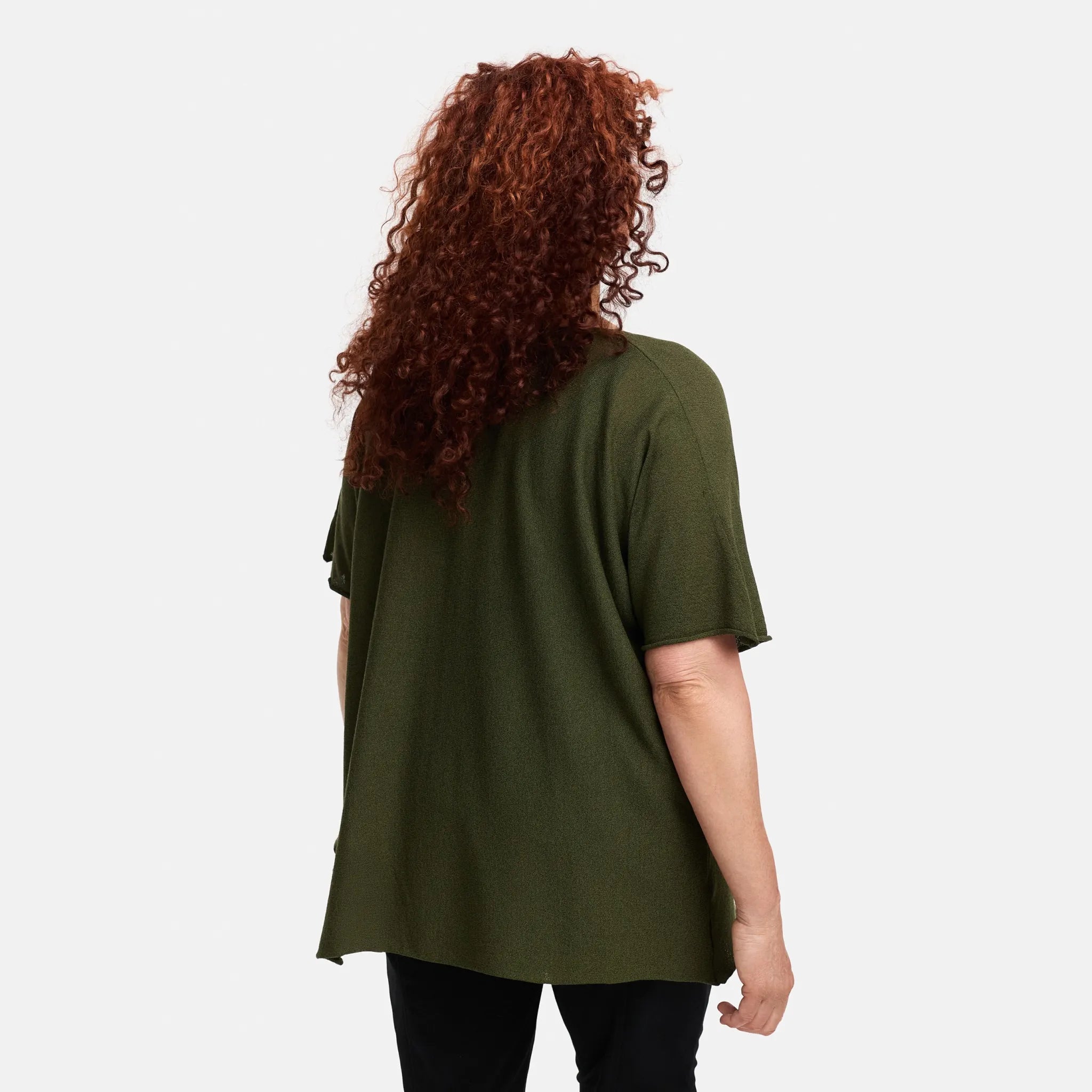  A-Form Pullover von Amandine aus Viskose, A2804, Oliv, Schick, Modern, Bequem, Schick