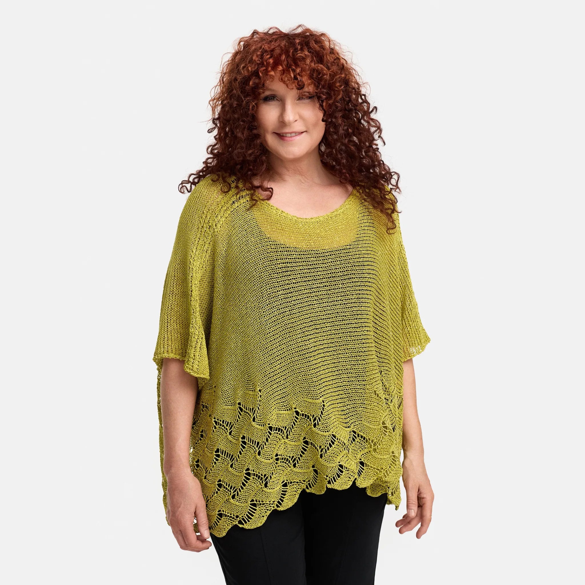  Amandine Pullover in kastiger Form, aus Baumwolle, A2806, Pistaziengrün, Schick, Modern