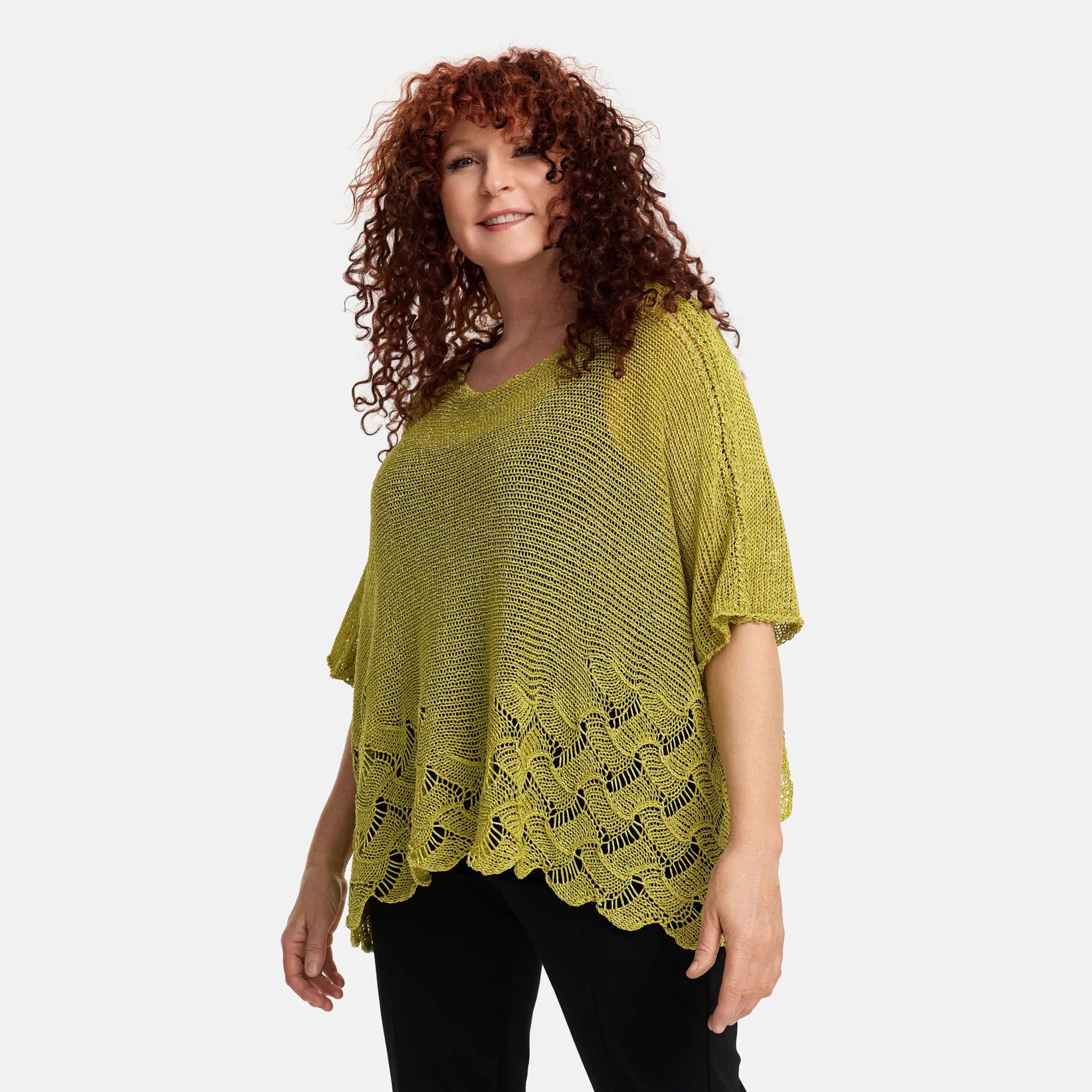  Amandine Pullover in kastiger Form, aus Baumwolle, A2806, Pistaziengrün, Schick, Modern