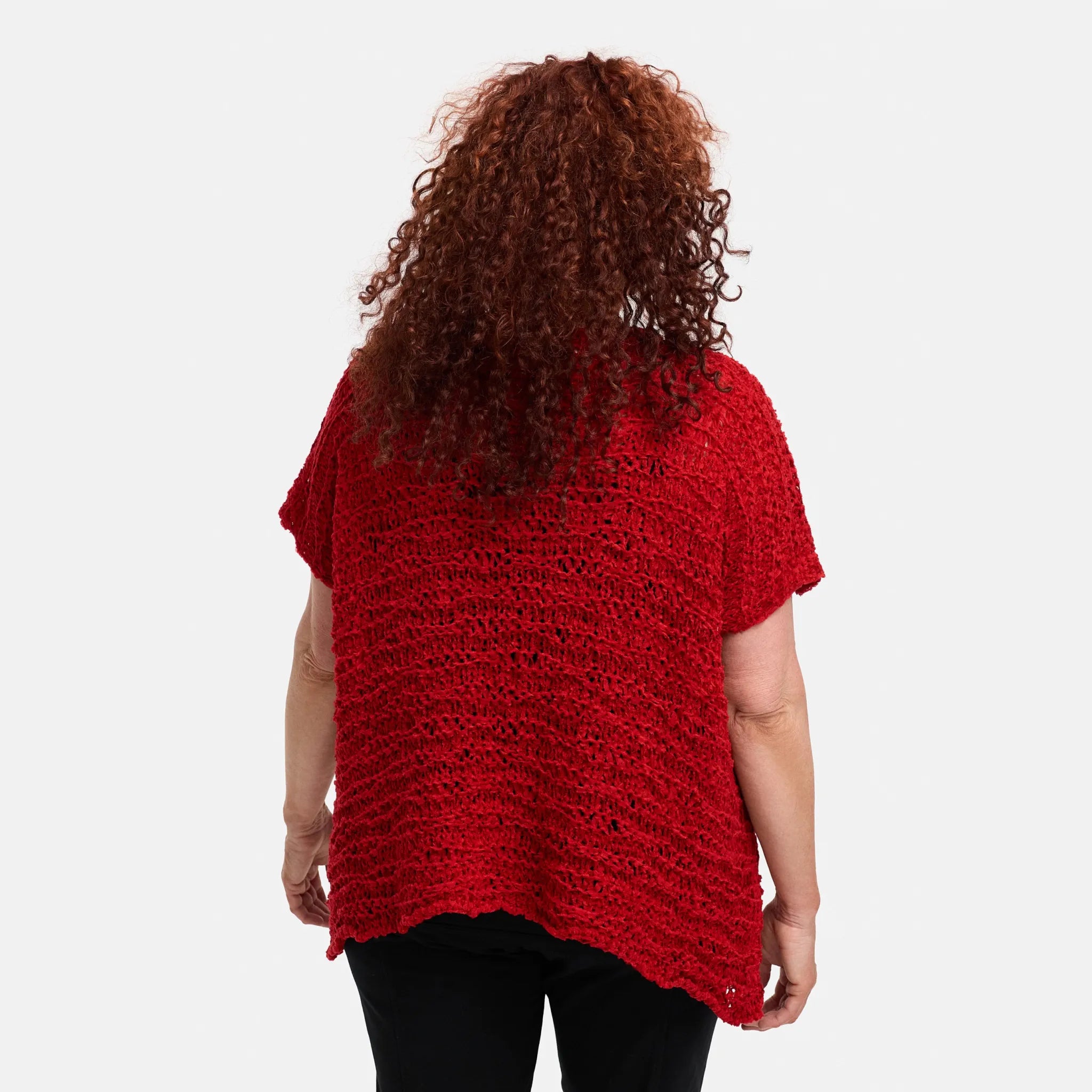  Amandine Pullover in kastiger Form, aus Baumwolle, A2810, Rot, Schick, Modern, Bequem