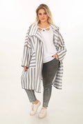 Oversized Wendejacke von Divas Planet aus Viskose, 03541, Silber, Blockstreifen, Ausgefallen