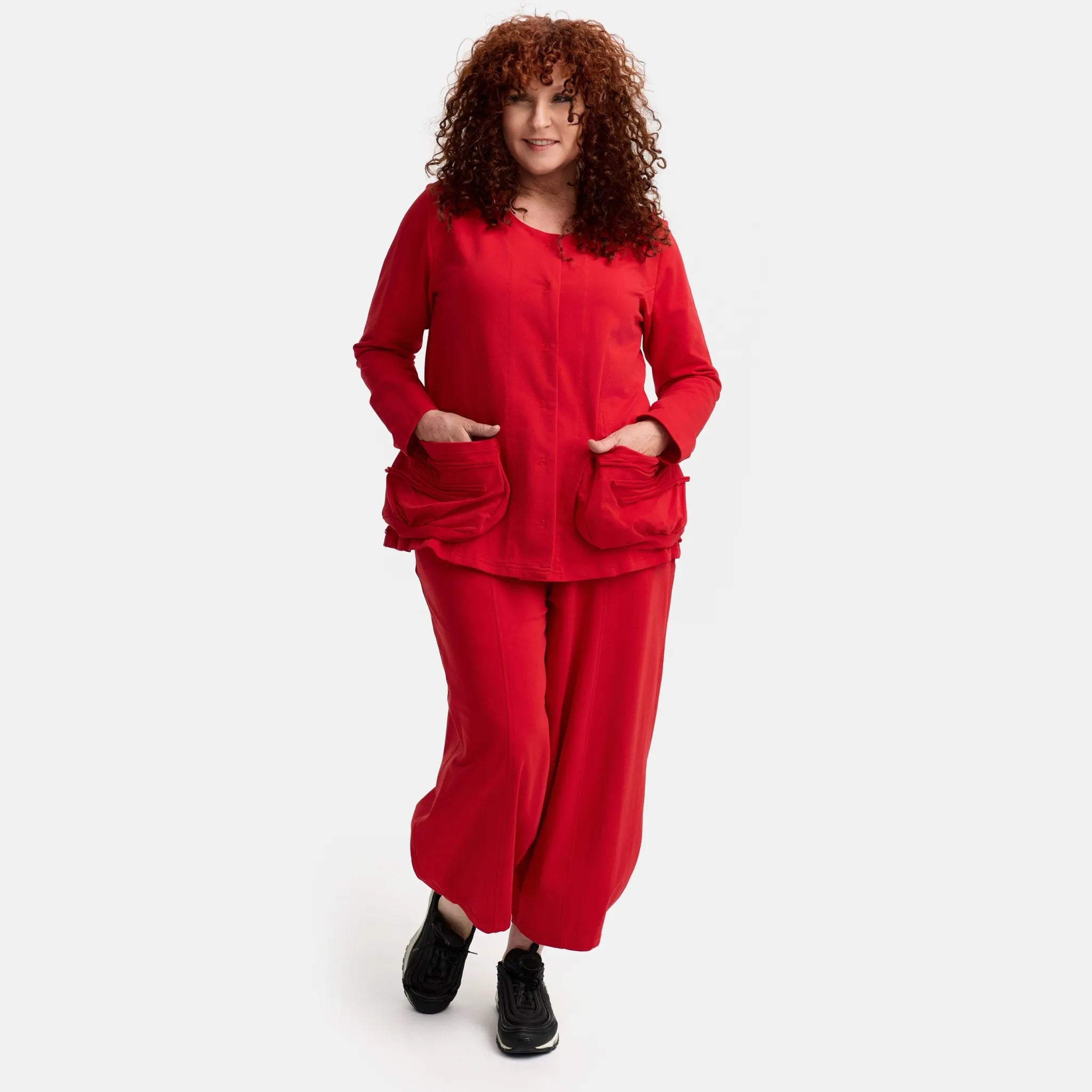  Do Your Best Jacke in gerader Form, aus Baumwolle, D914, Rot, Schick, Modern, Bequem