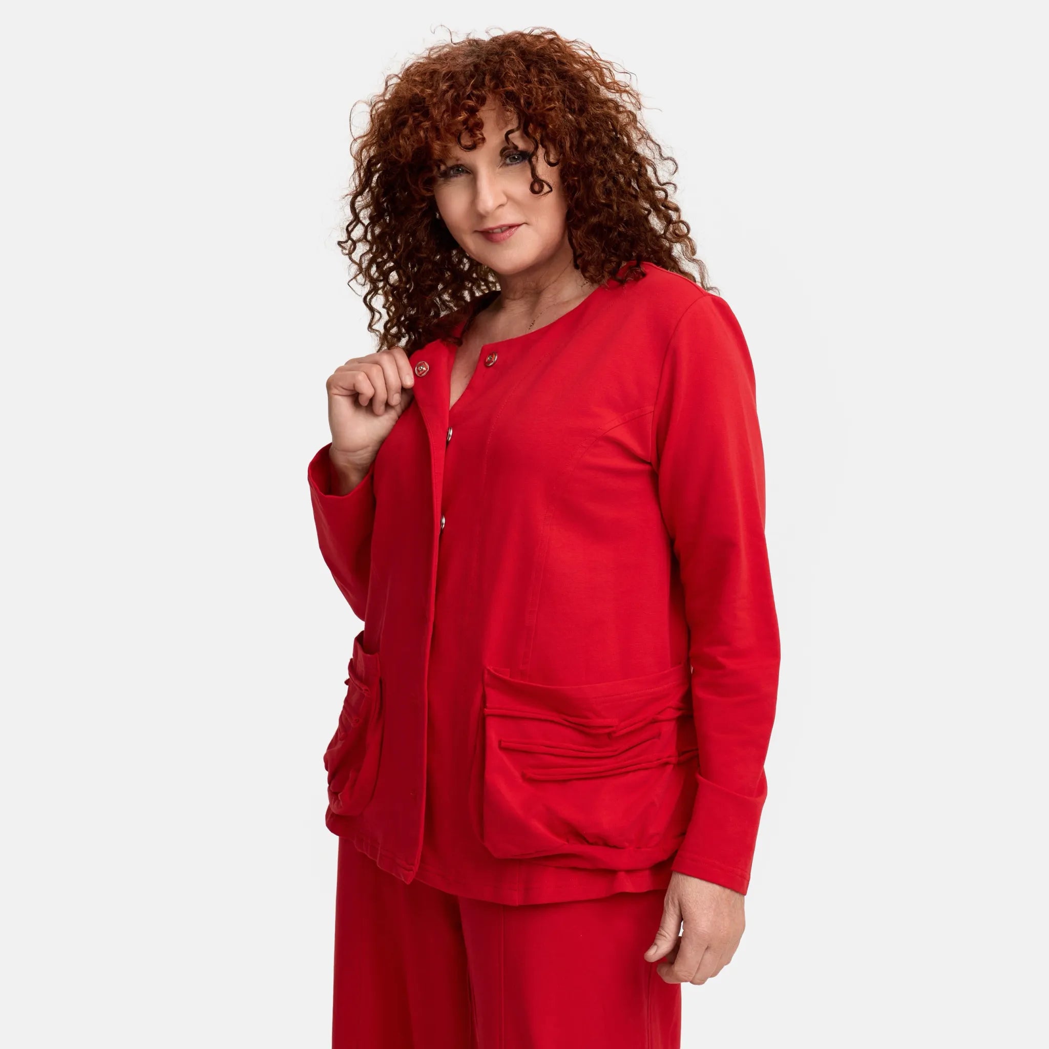  Do Your Best Jacke in gerader Form, aus Baumwolle, D914, Rot, Schick, Modern, Bequem