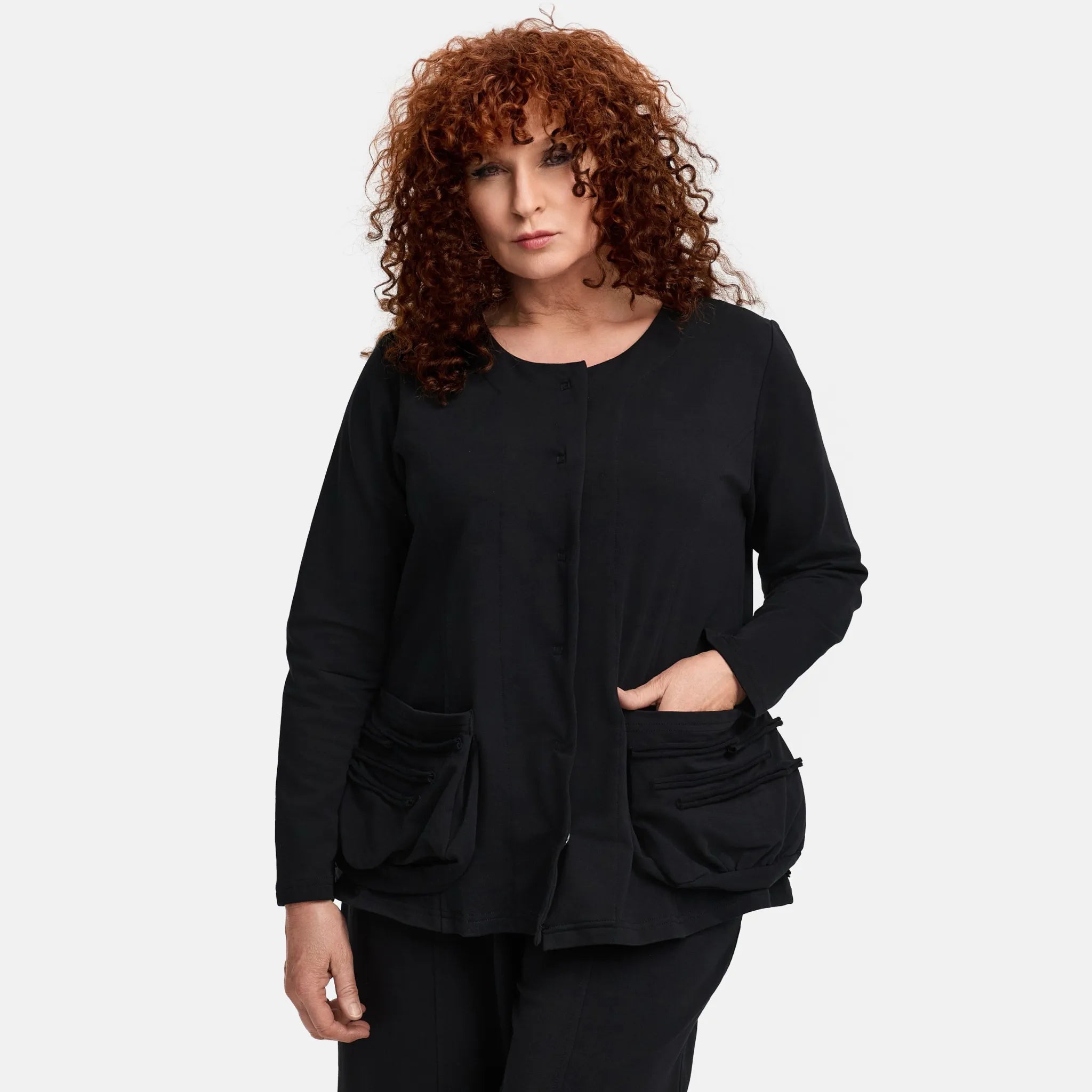  Do Your Best Jacke in gerader Form, aus Baumwolle, D914, Schwarz, Schick, Modern, Bequem